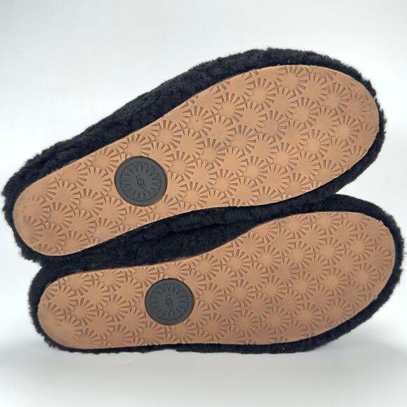 UGG Fluff Yeah Slippers Casual Black Slingback Fuzzy Girls Size 11 - Picture 6 of 9